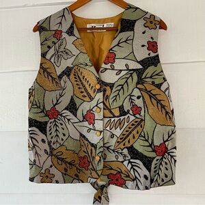 Effeci Y2K Floral Patterned Women's Vest Fall Back Tie L